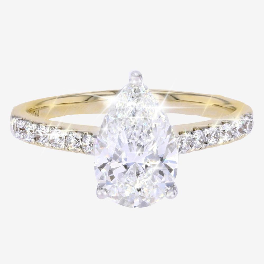 18ct Yellow Gold Lab-Grown Diamond Pear Solitaire 2.00ct