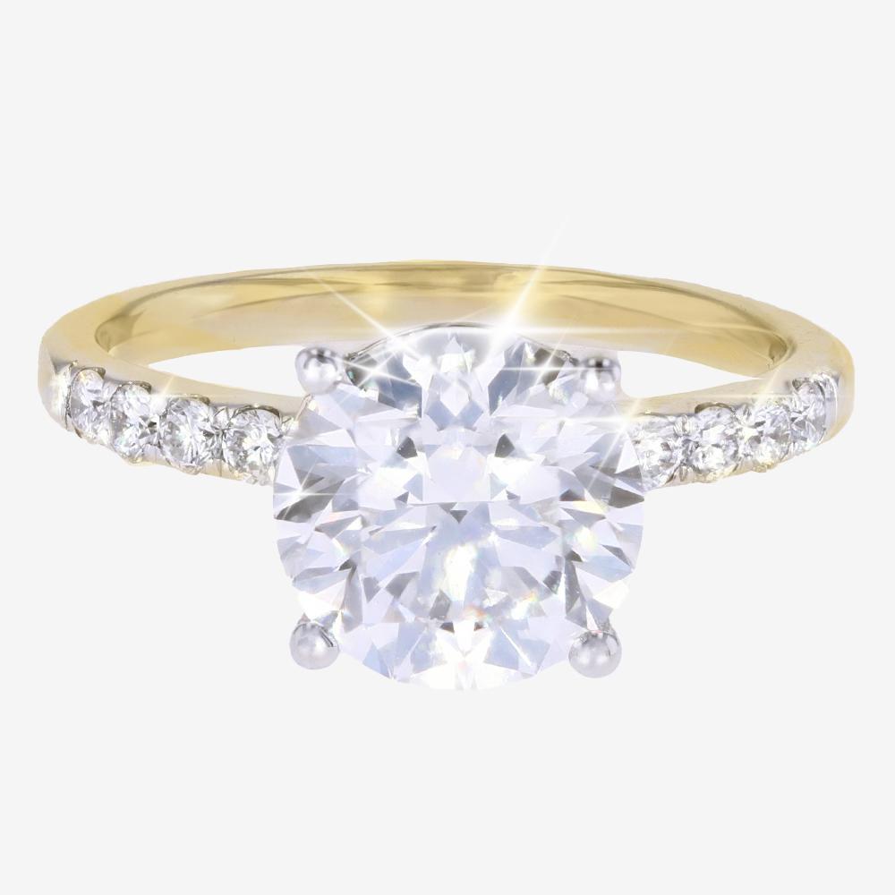 18ct Gold Real Diamond Lab-Grown Solitaire Diamond Set Shoulders 3.00ct