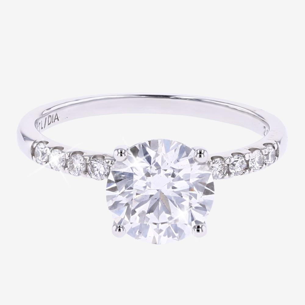 9ct White Gold Real Diamond Lab-Grown Solitaire Diamond Shoulders 2.00ct