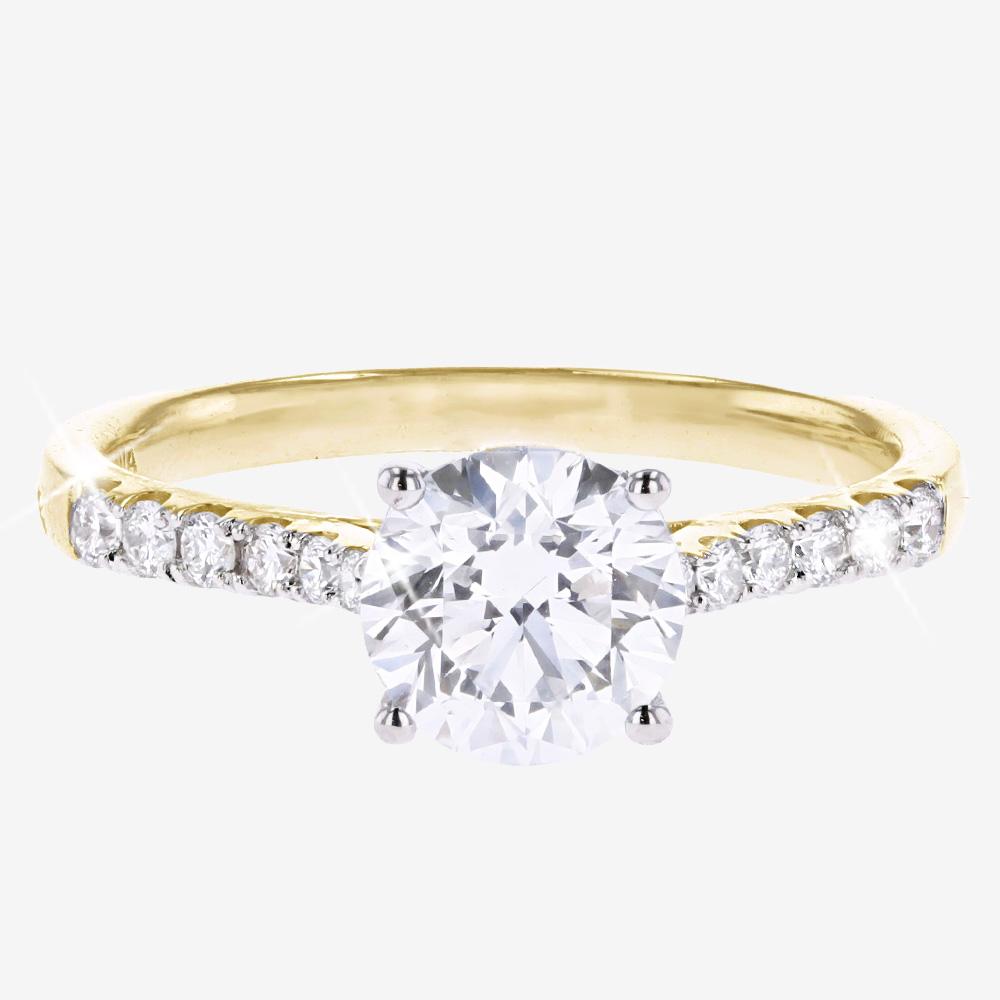 9ct Gold Real Diamond Lab-Grown Ring, Diamond Set Shoulders 1.50ct