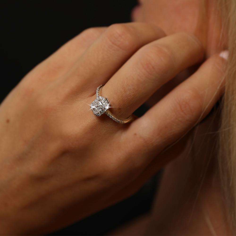 9ct Gold Real Diamond Lab-Grown Radiant Cut Cluster 1.00ct