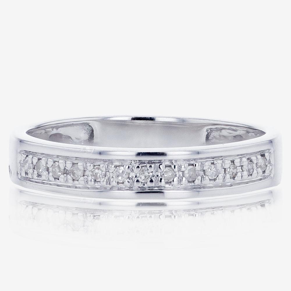 9ct White Gold Diamond Band Ring
