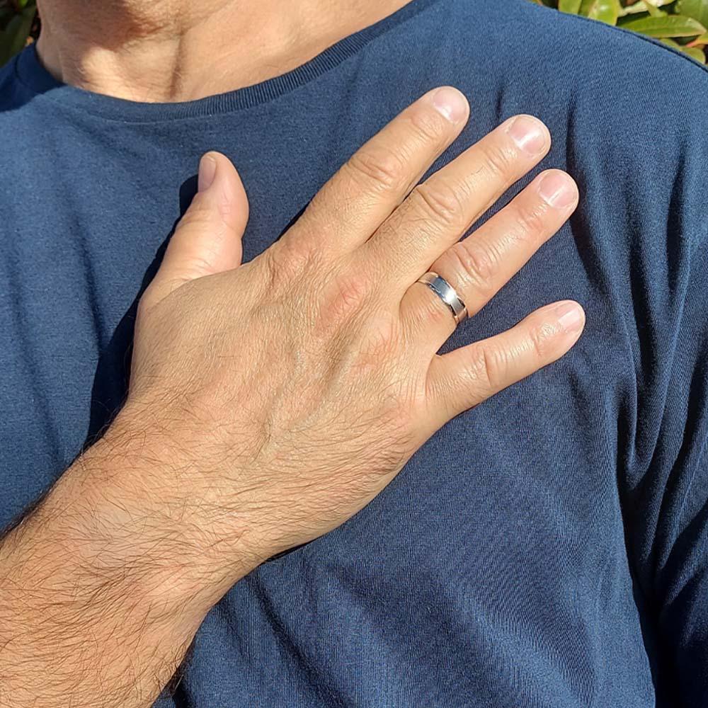 9ct White Gold Mens Band Ring