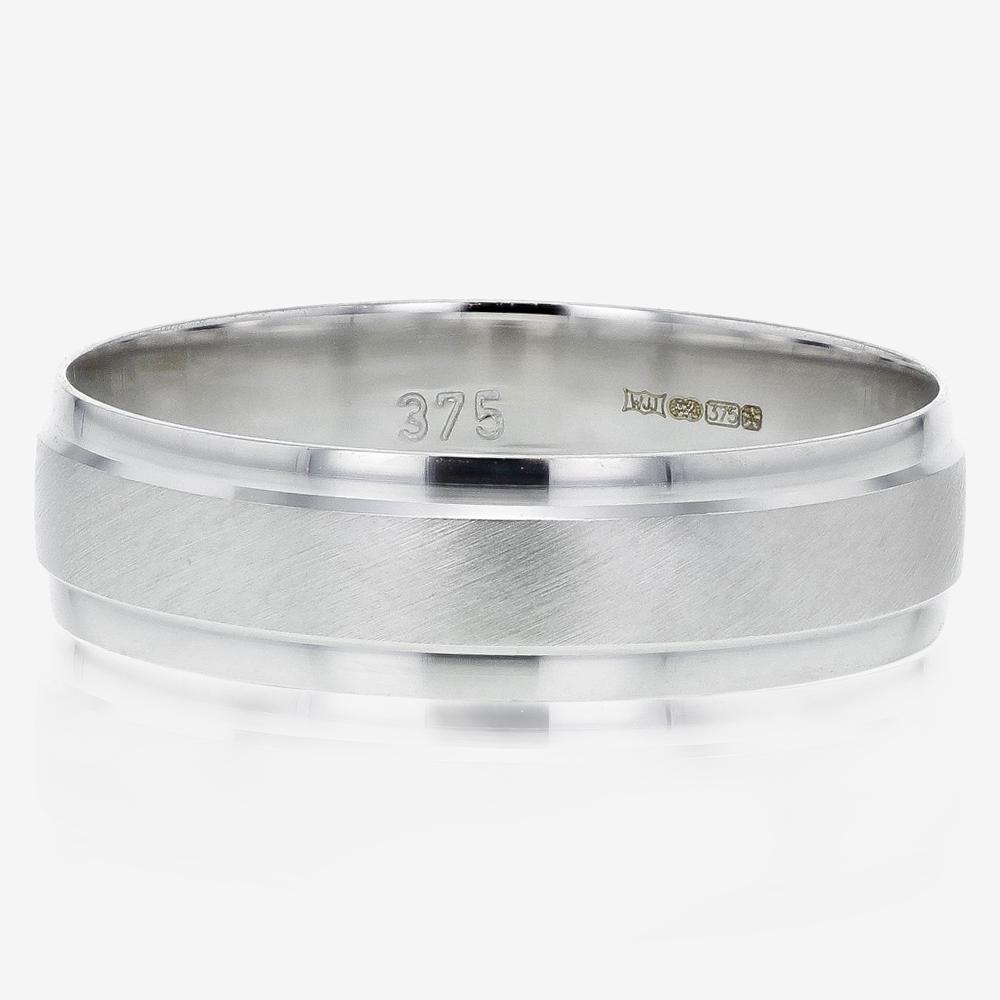 9ct White Gold Mens Band Ring