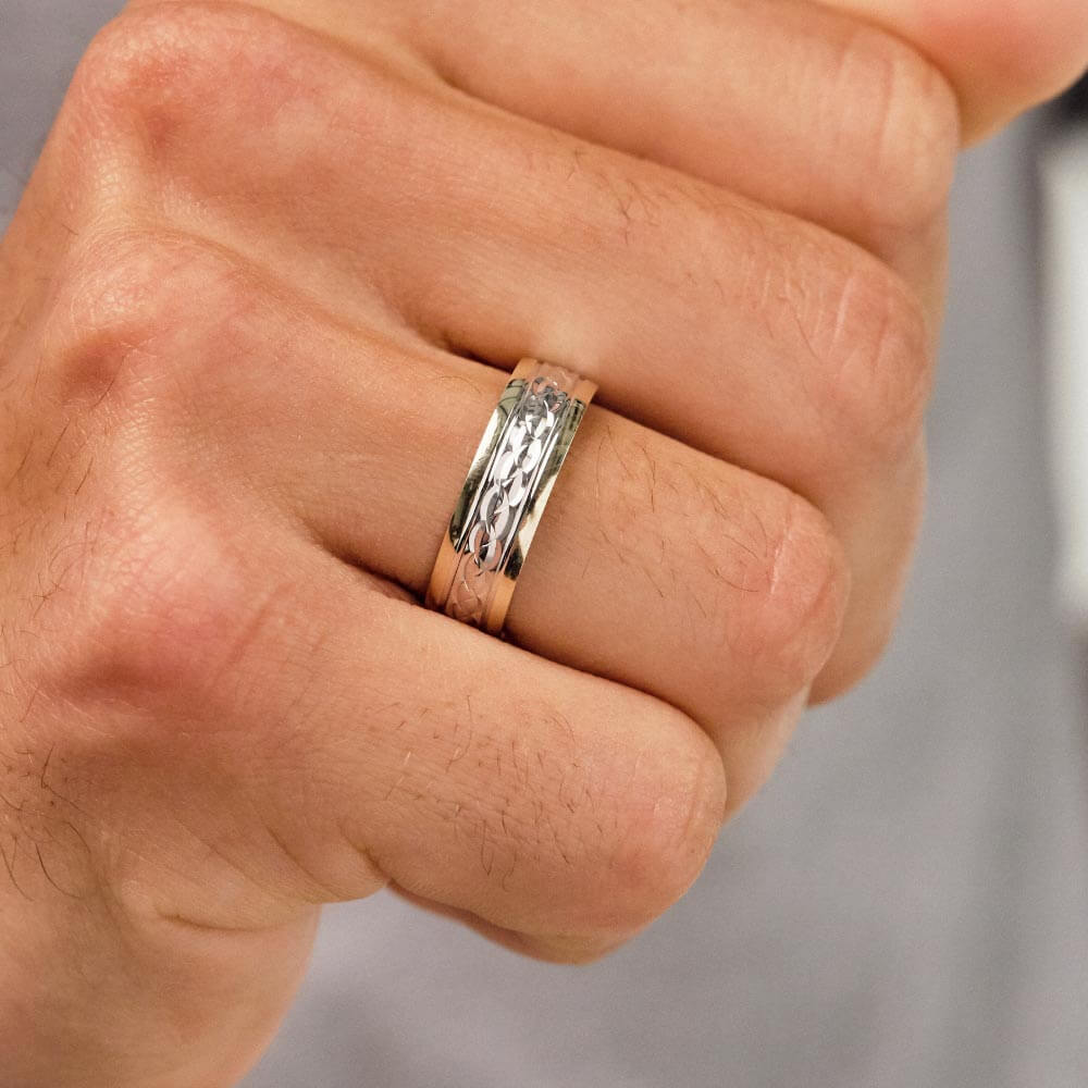 9ct Gold & Silver Heavyweight Mens Wedding Ring