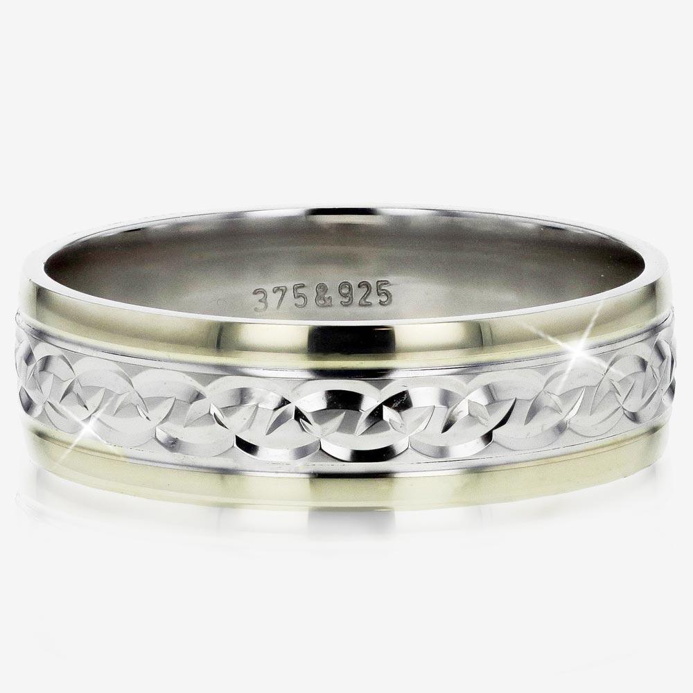 9ct Gold & Silver Heavyweight Mens Wedding Ring