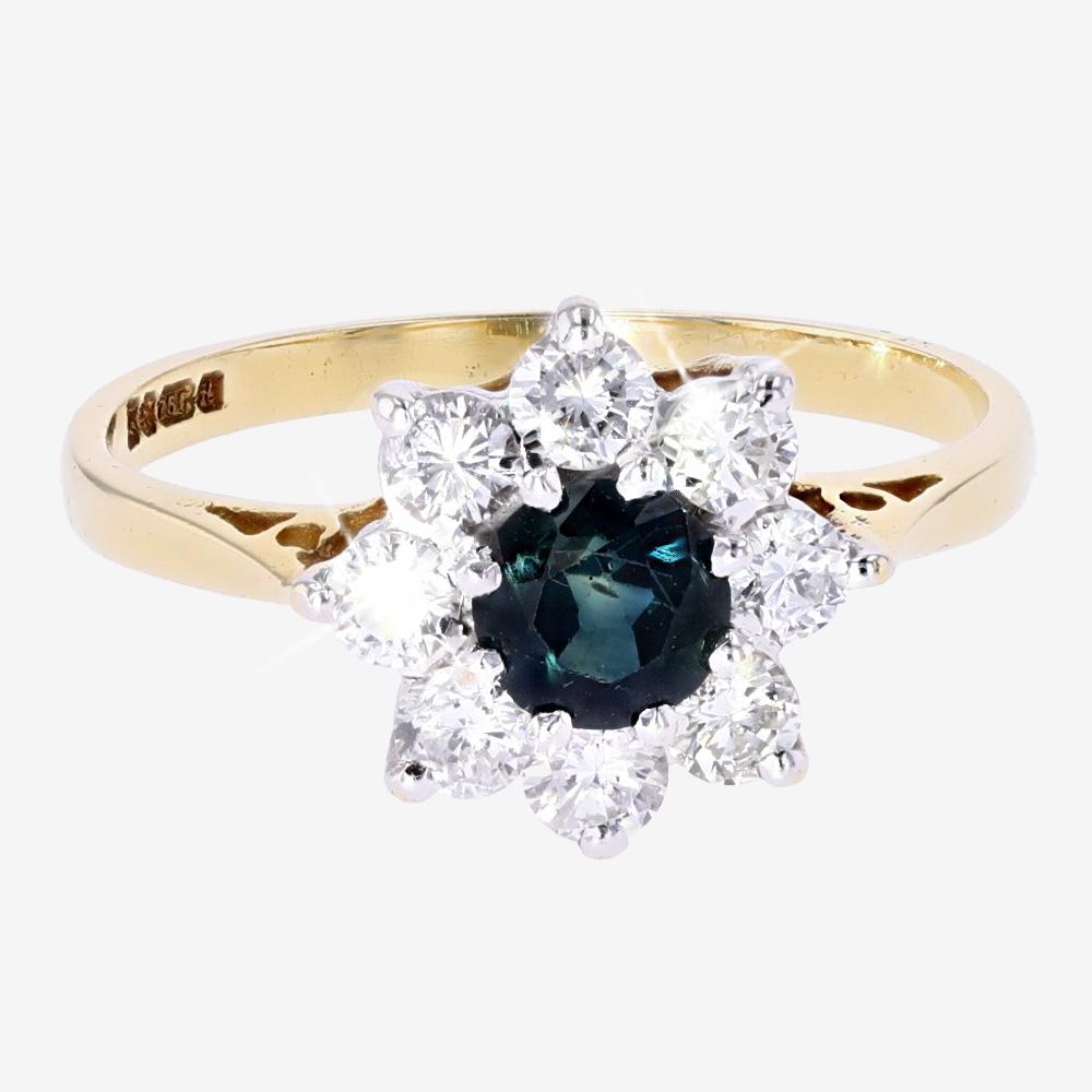 18ct Gold Diamond And Sapphire Ring