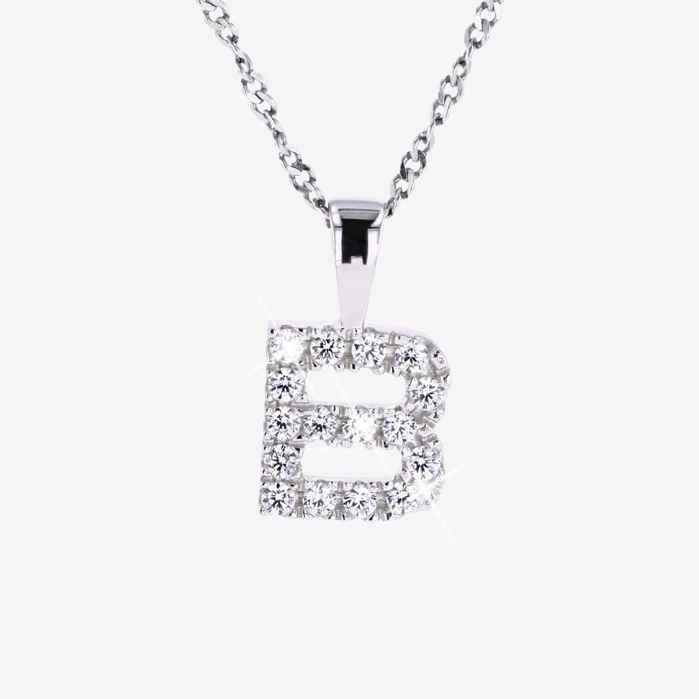 Sterling Silver B Initial Necklace