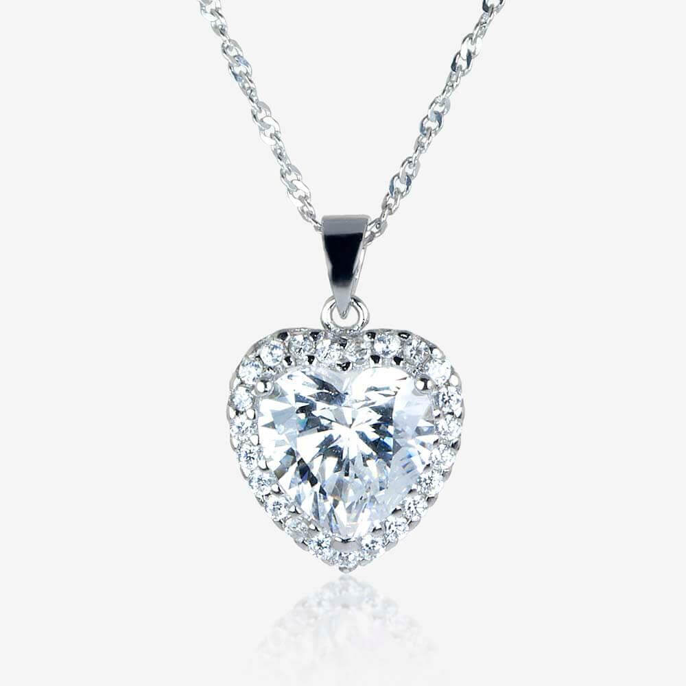 Silver Heart Necklace and Earrings Set