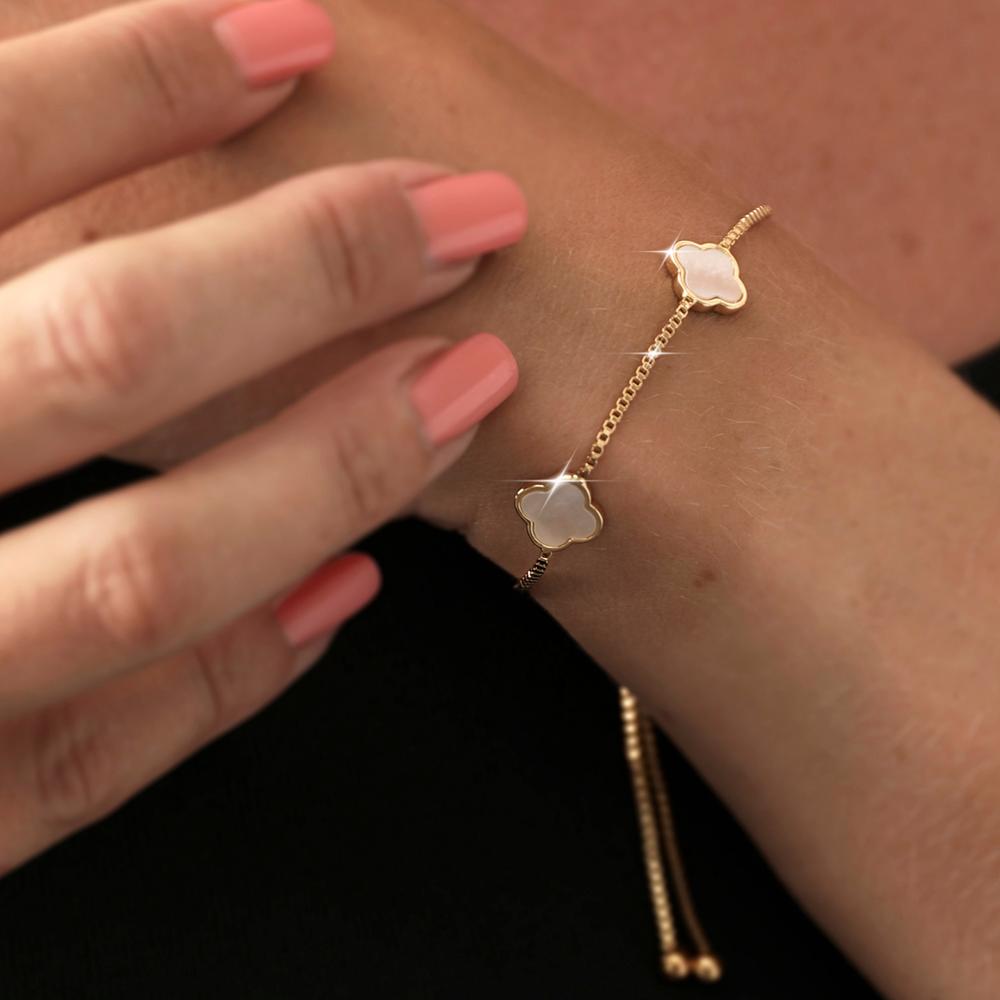 Mother Of Pearl 4 Leaf Clover Friendship Bracelet