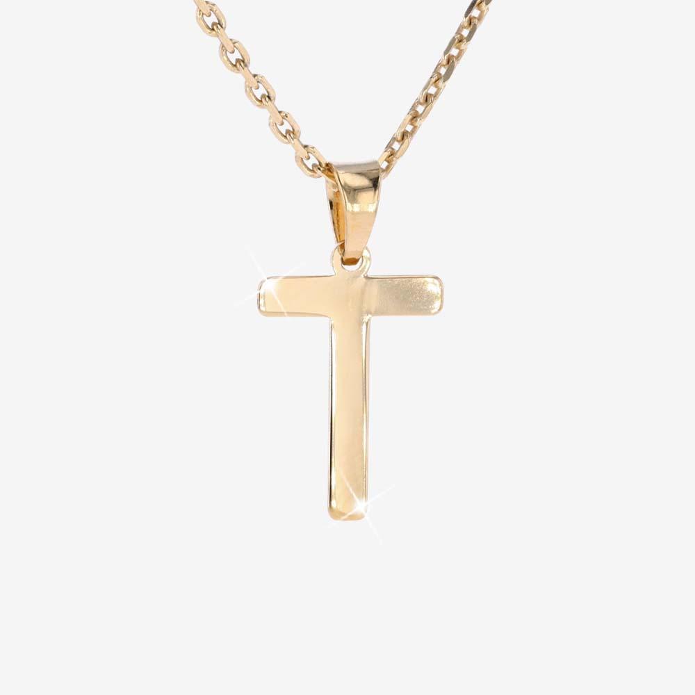 18ct Gold Vermeil On Silver Polished T Initial Necklace