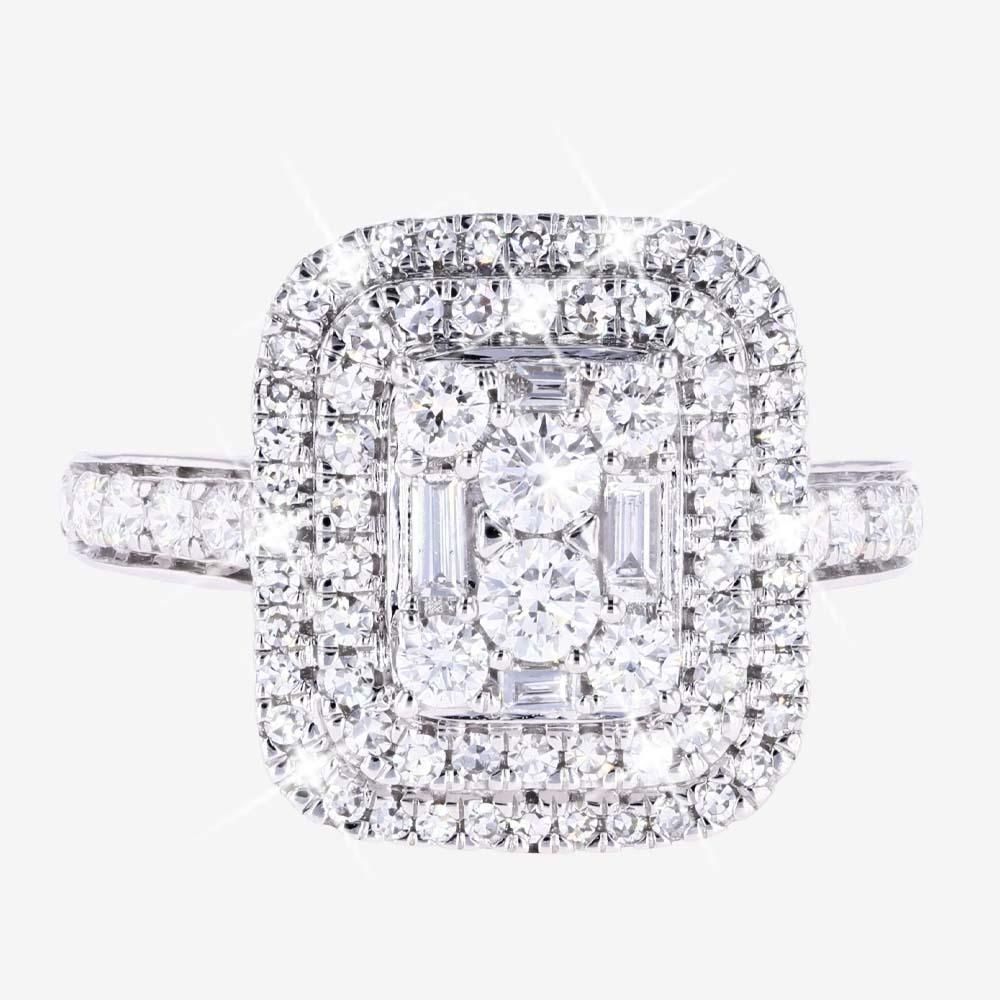 18ct White Gold Diamond Cluster Ring 1.00ct Hand Set