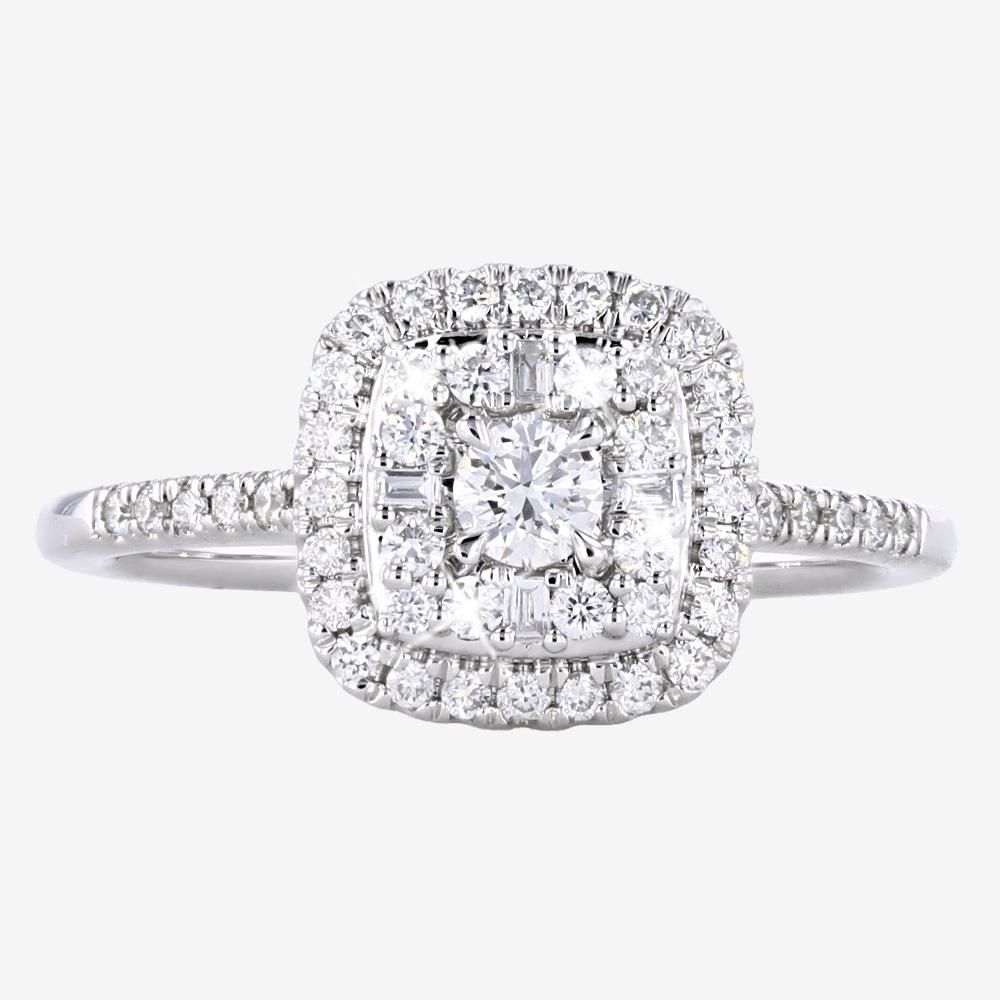 9ct White Gold Real Diamond Lab-Grown Cushion Cluster .50ct