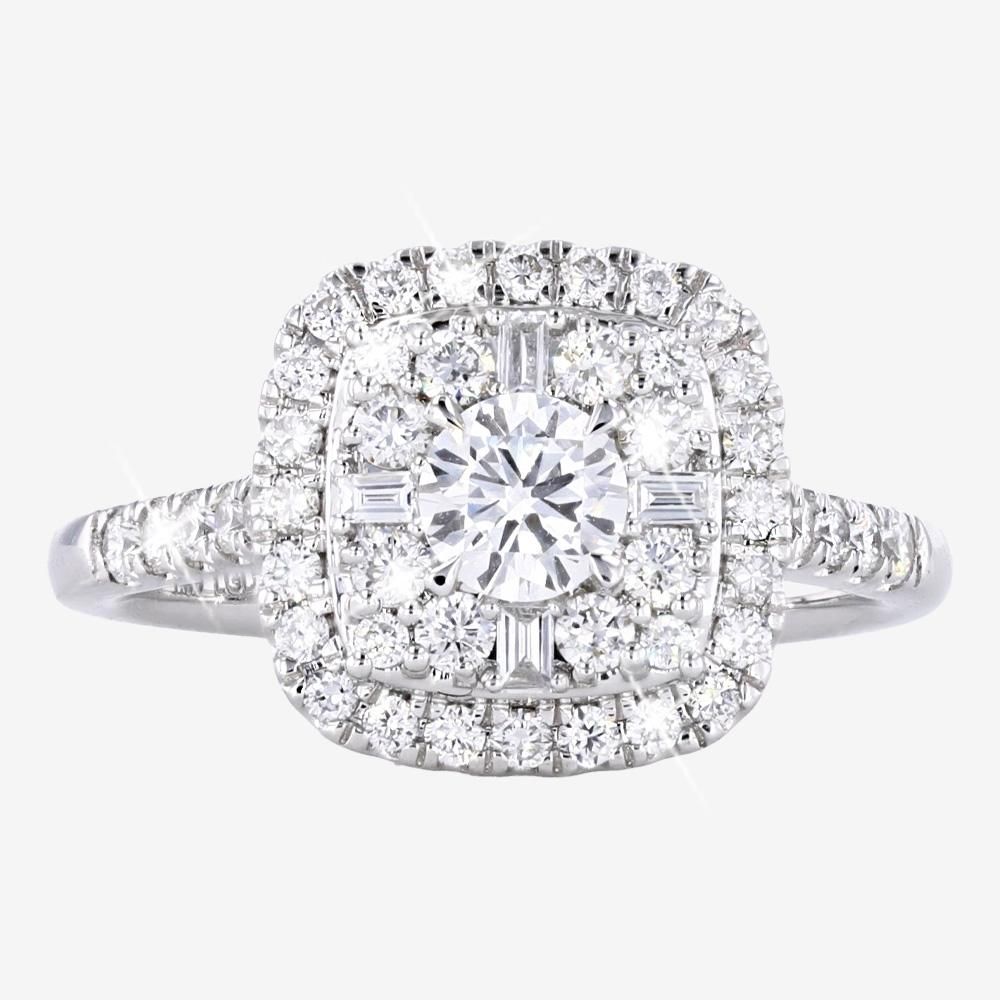 9ct White Gold Real Diamond Lab-Grown Cushion Cluster 1.00ct