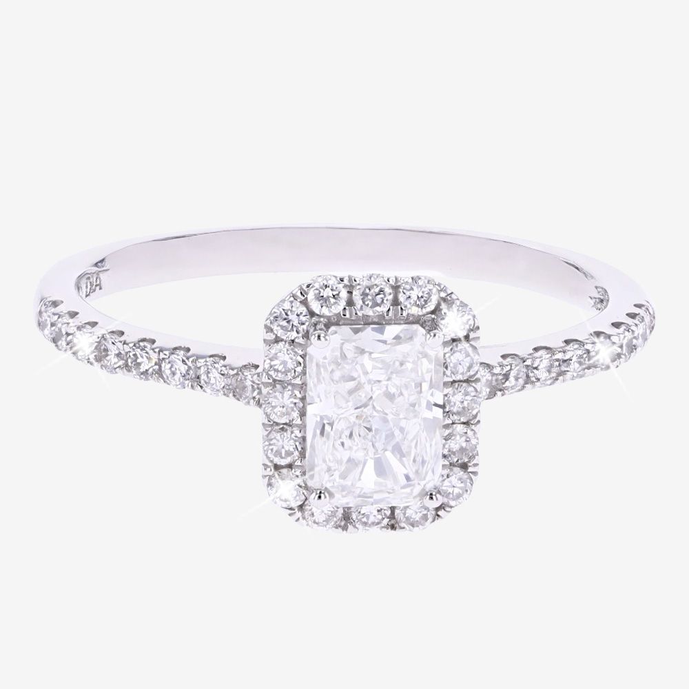9ct White Gold Real Diamond Lab-Grown Radiant Cut Cluster 1.00ct