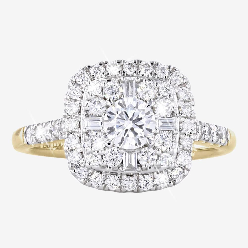 9ct Gold Real Diamond Lab-Grown Cushion Cluster 1.00ct