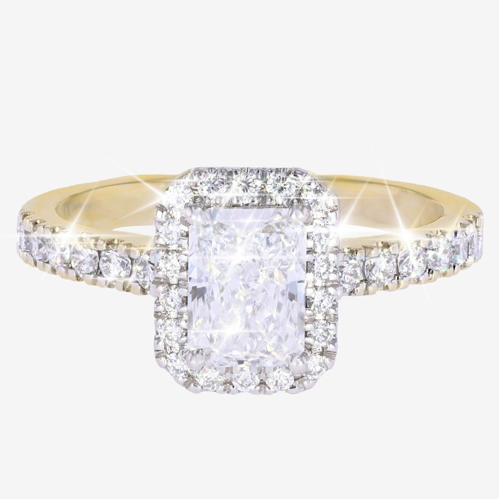 9ct Gold Real Diamond Lab-Grown Radiant Cut Cluster 1.50ct