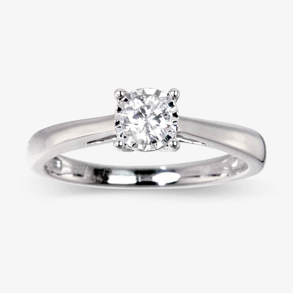 9ct White Gold Certificated Diamond Solitaire Ring .25ct