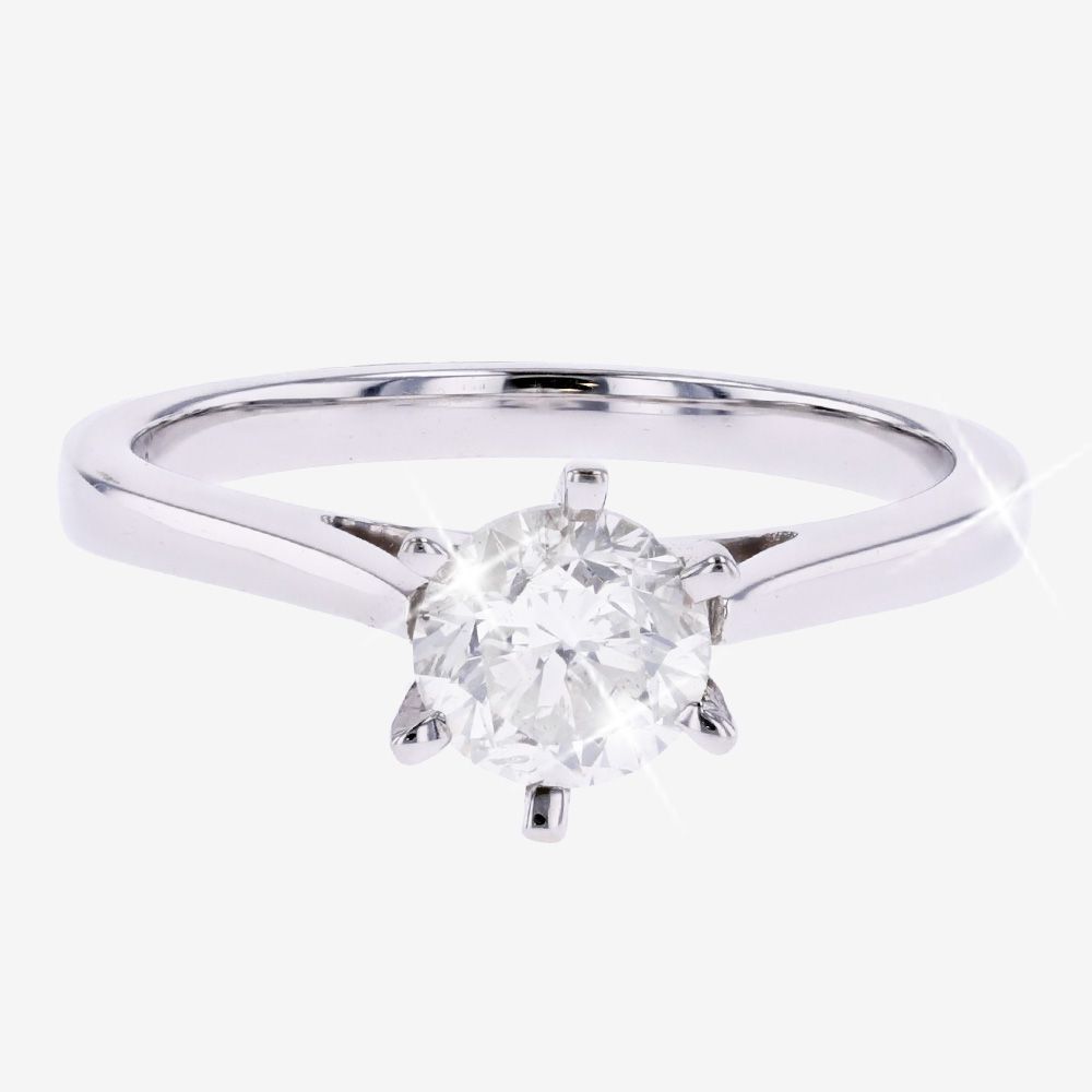 18ct White Gold Certificated Solitaire Ring