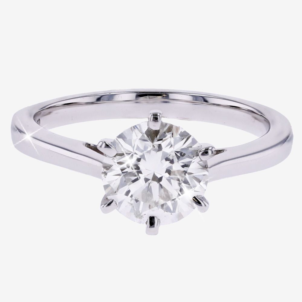 18ct White Gold Certificated Diamond Solitaire Ring 1.50ct