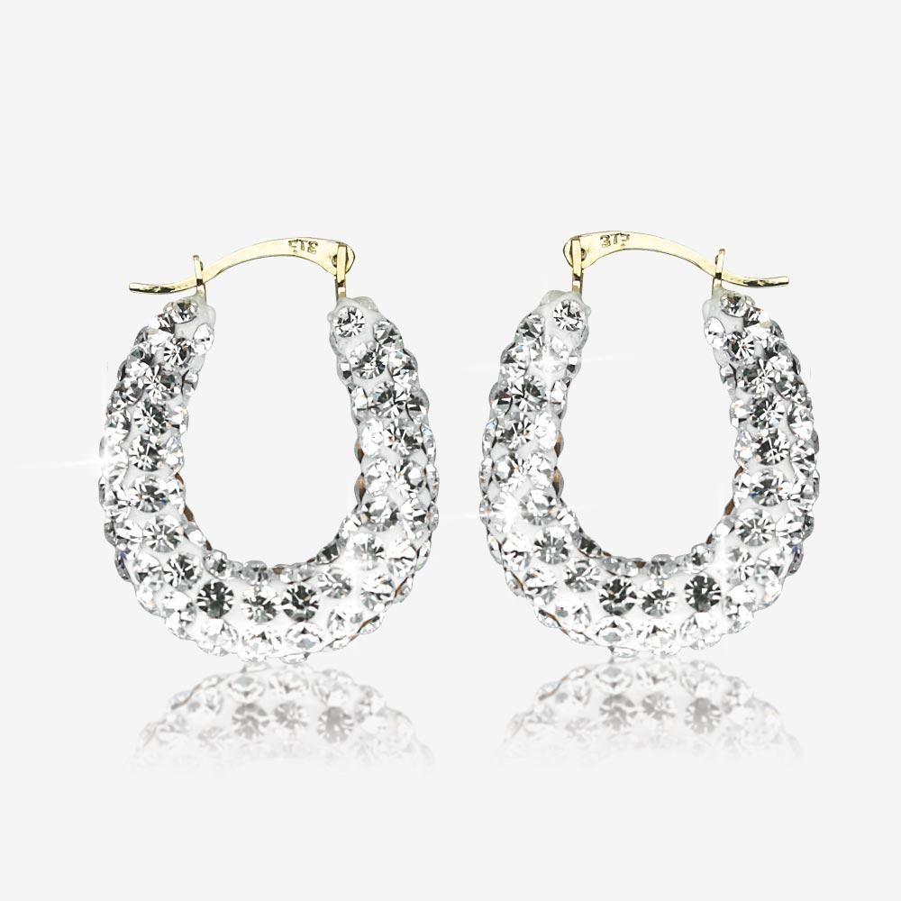 9ct Yellow Gold Crystal Hoop Earrings