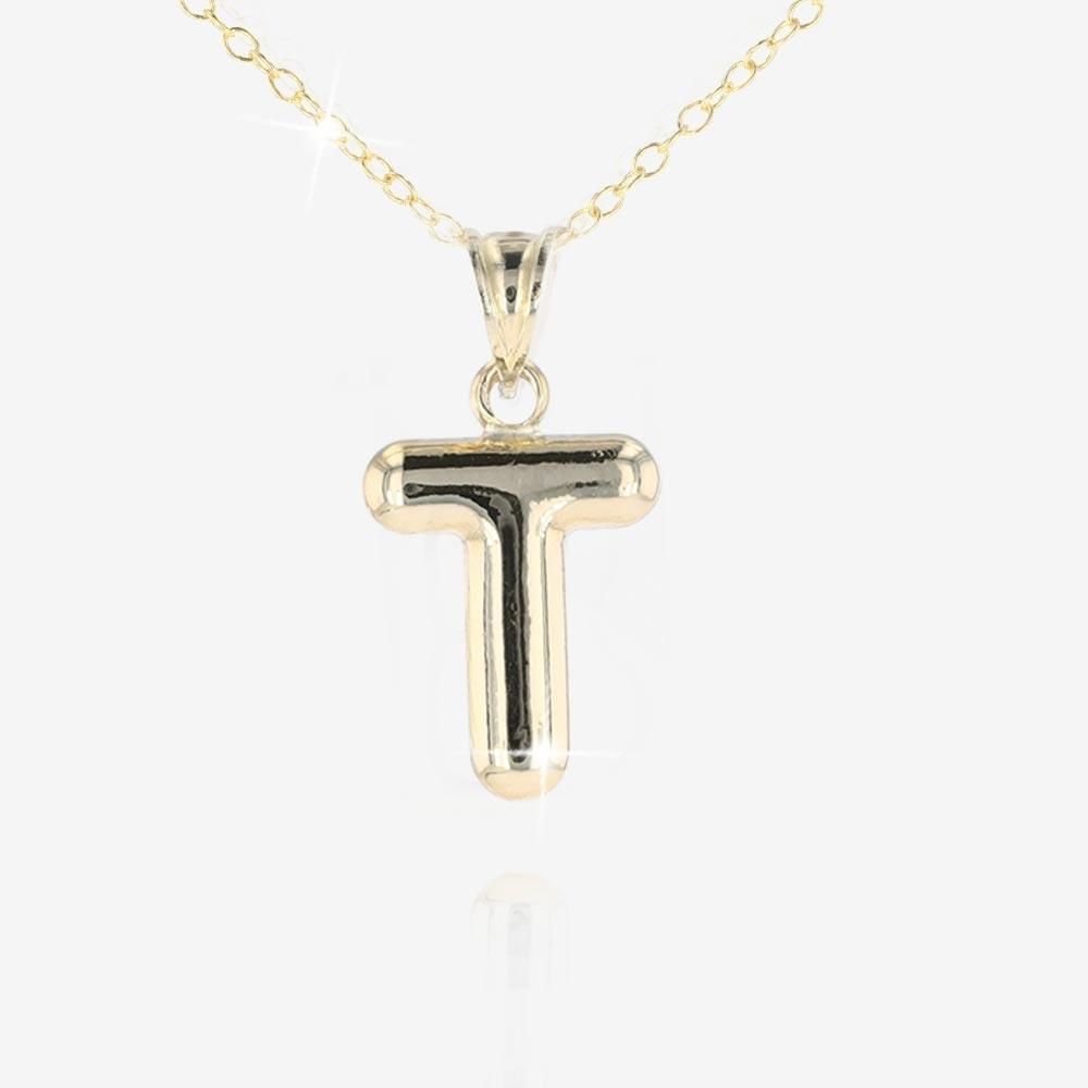 9ct Gold and Silver Bonded T Initial Necklace