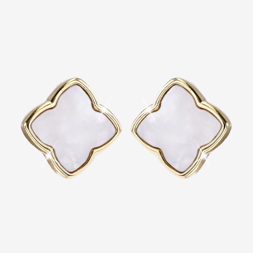 18ct Gold On Silver Real Mother Of Pearl Earrings