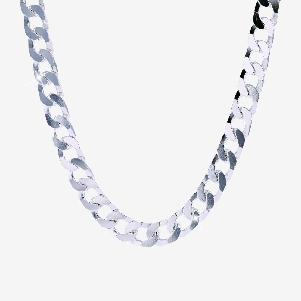Sterling Silver Mens Heavyweight Square Curb Chain 20"