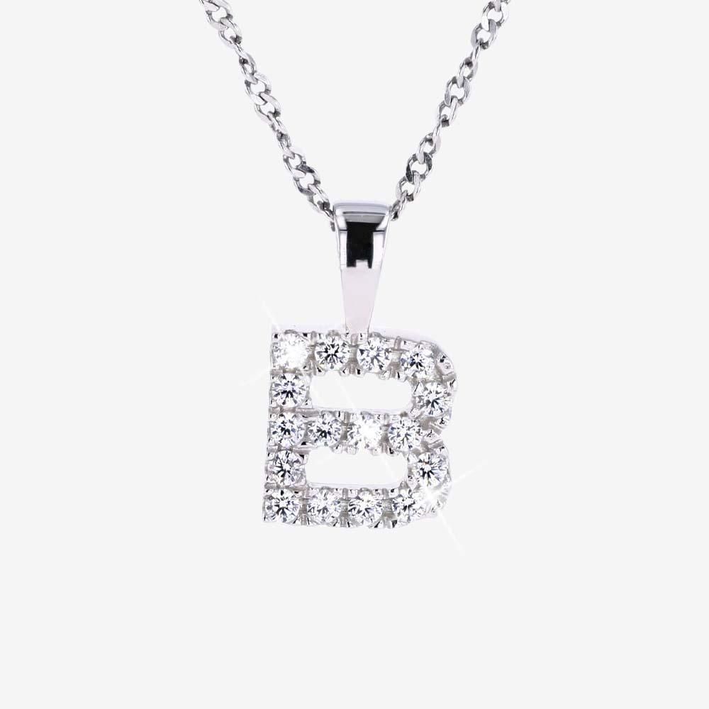 Sterling Silver B Initial Necklace