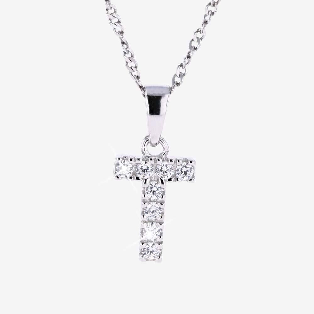 Sterling Silver T Initial Necklace