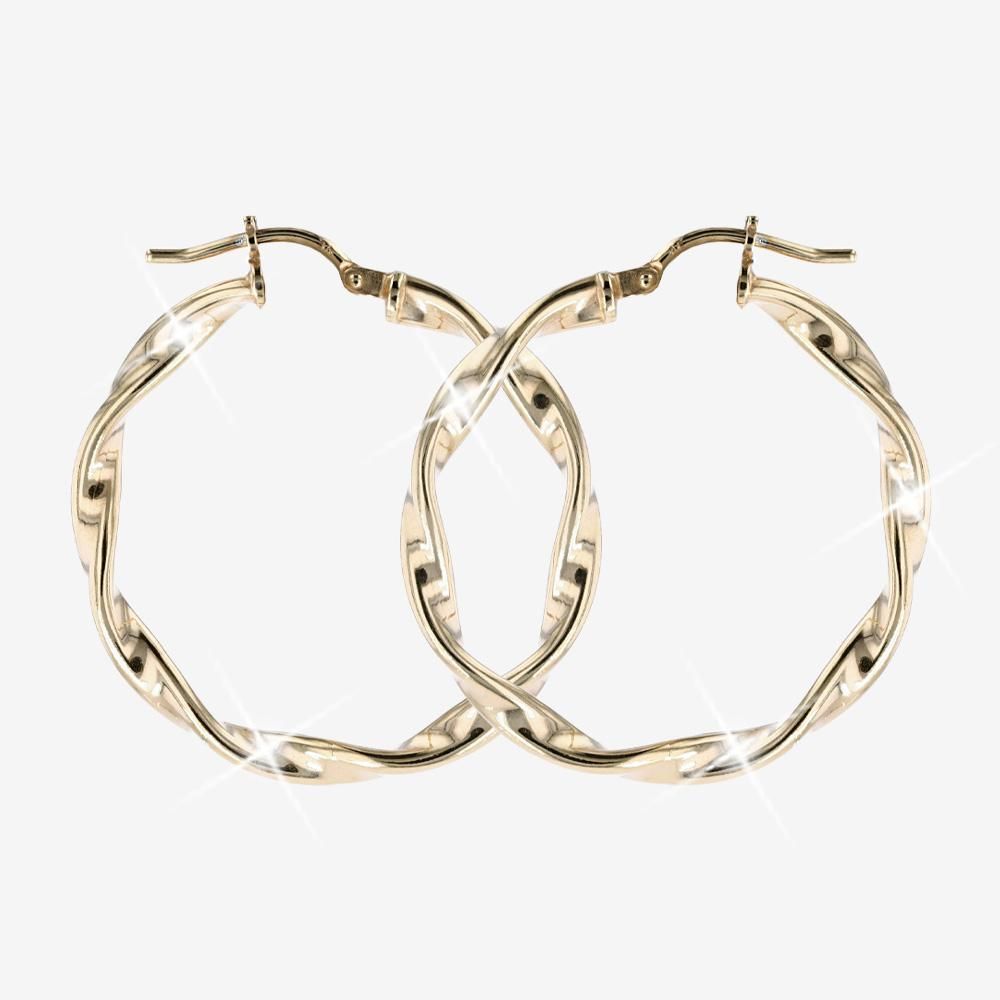18ct Gold Vermeil On Silver Twist Hoops - 30mm