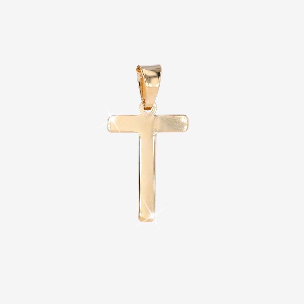 18ct Gold Vermeil On Silver Polished T Initial Pendant