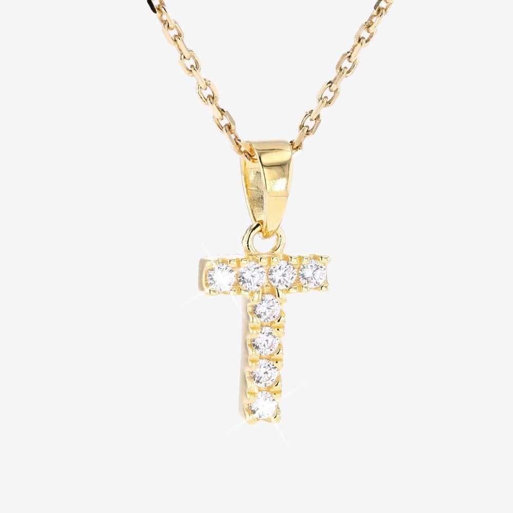 18ct Gold Vermeil On Silver T Initial Necklace