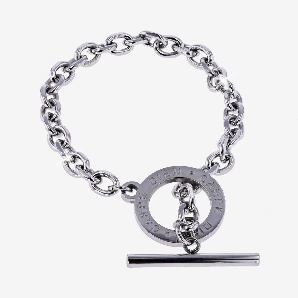 Live For The Day Platinum Tone Toggle Bracelet