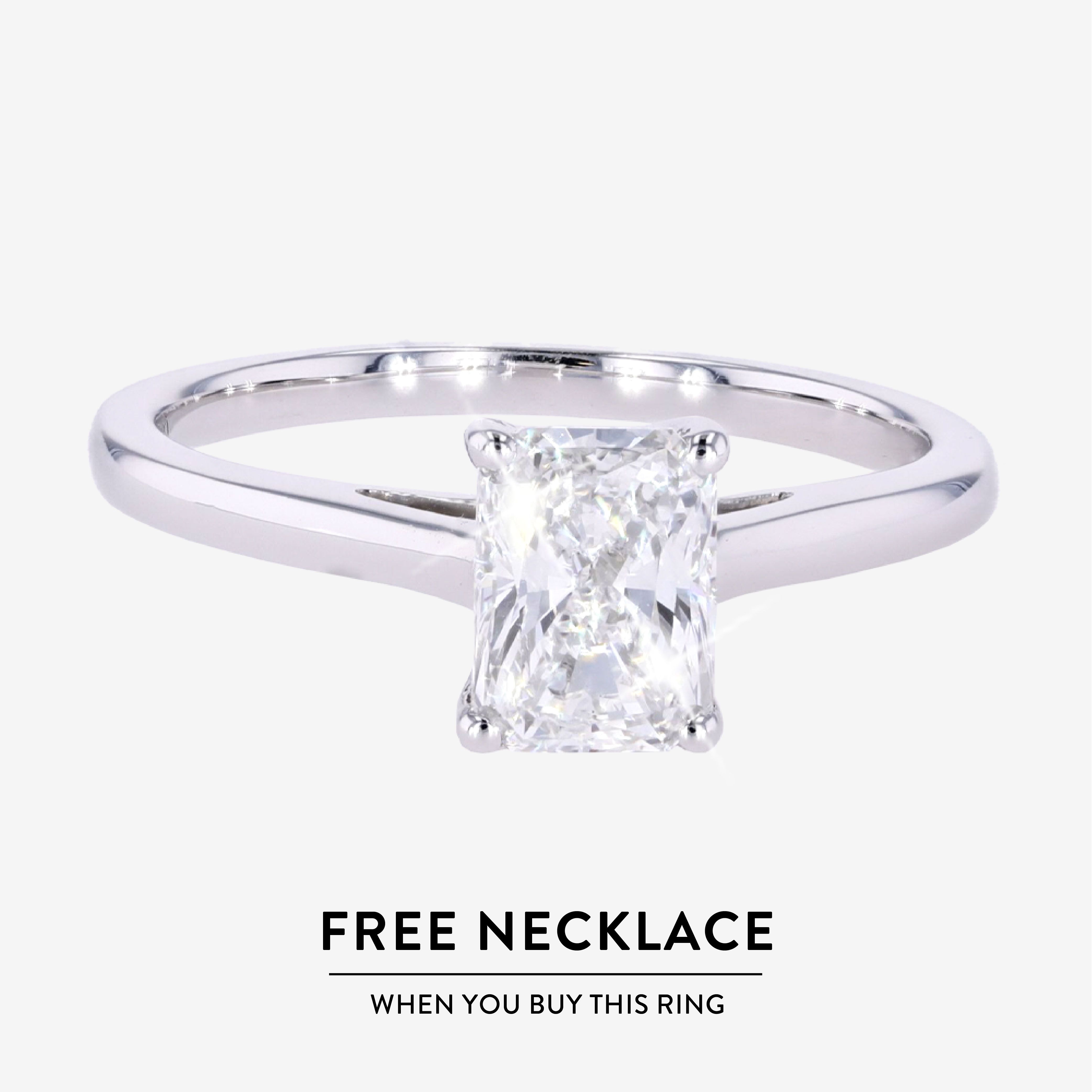 9ct White Gold Real Diamond Lab-Grown 1.00ct Radiant Cut