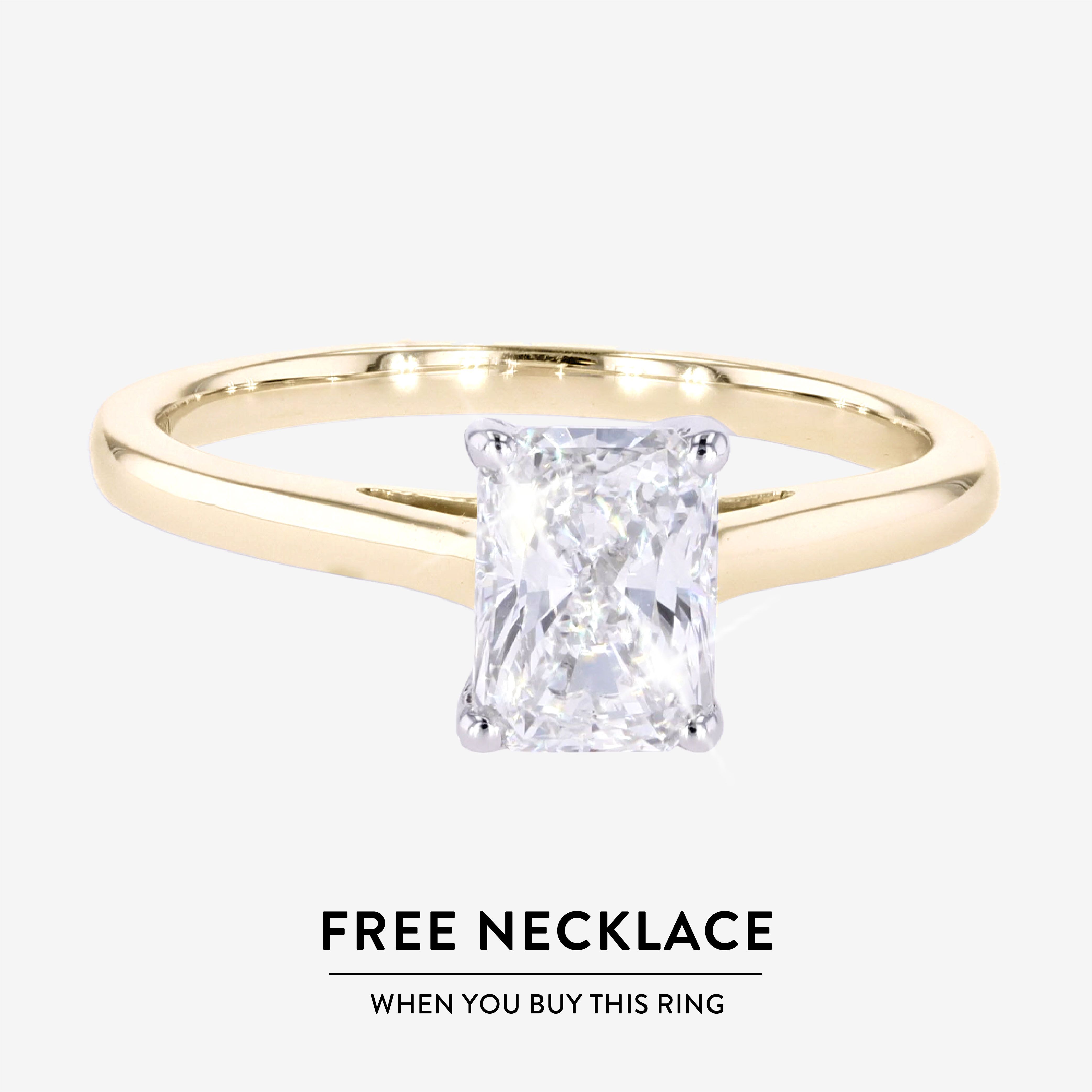 9ct Gold Real Diamond Lab-Grown Ring - Radiant Cut 1.00ct 